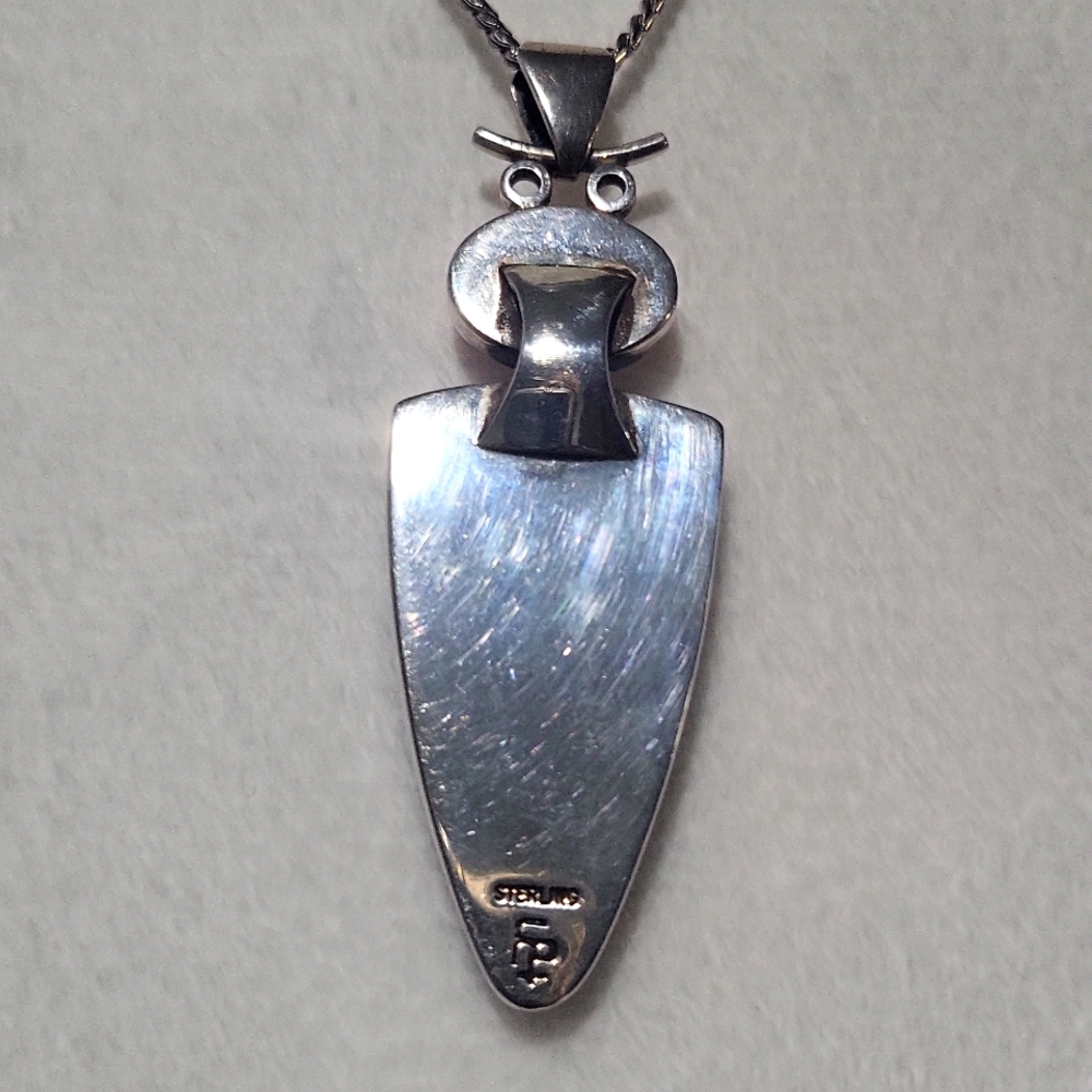 Frank Patania Jr Sterling, Onyx and Coral Owl Pendant - Picture 2 of 5